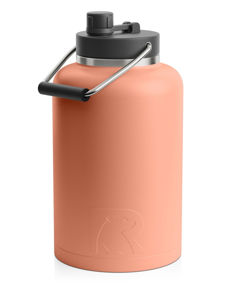 RTIC One Gallon Jug, Salmon, Matte, Stainless Steel & Vacuum Insulated, Flip-Top Lid