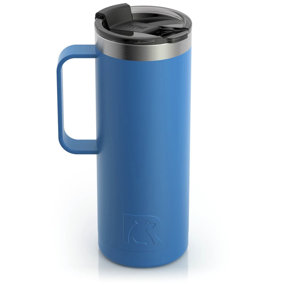RTIC 20oz Travel Mug, Pond, Matte, Stainless Steel & Vacuum Insulated, Flip-Top Lid