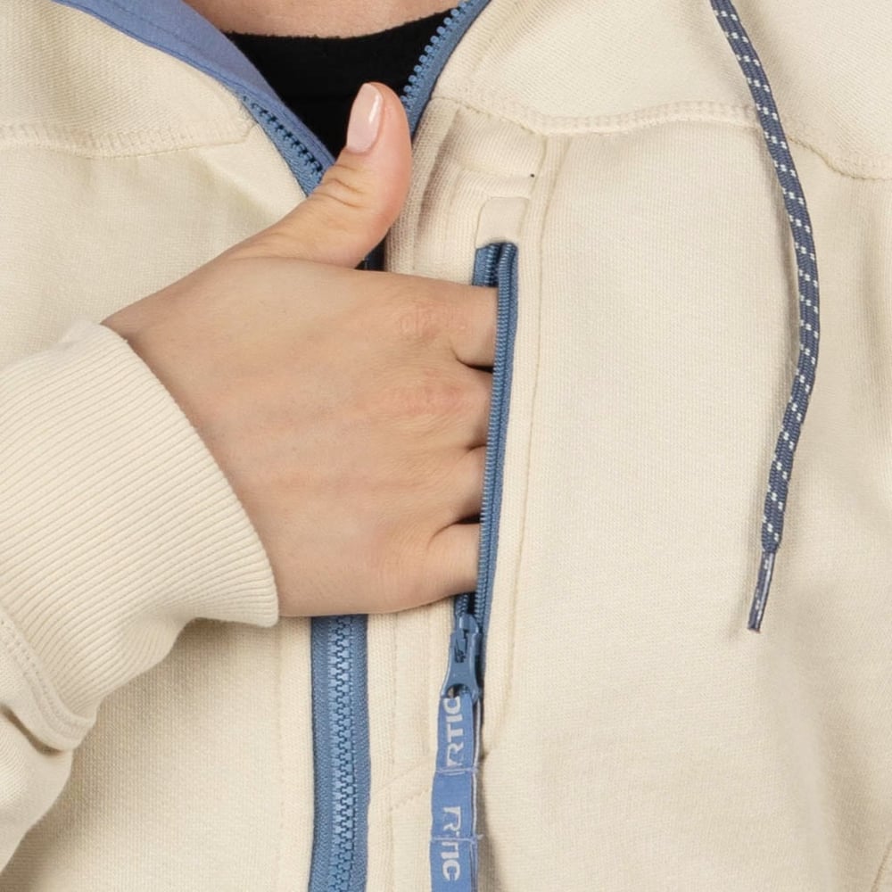 Women's Water-Repellent Full-Zip Hoodie, Bone, M Image