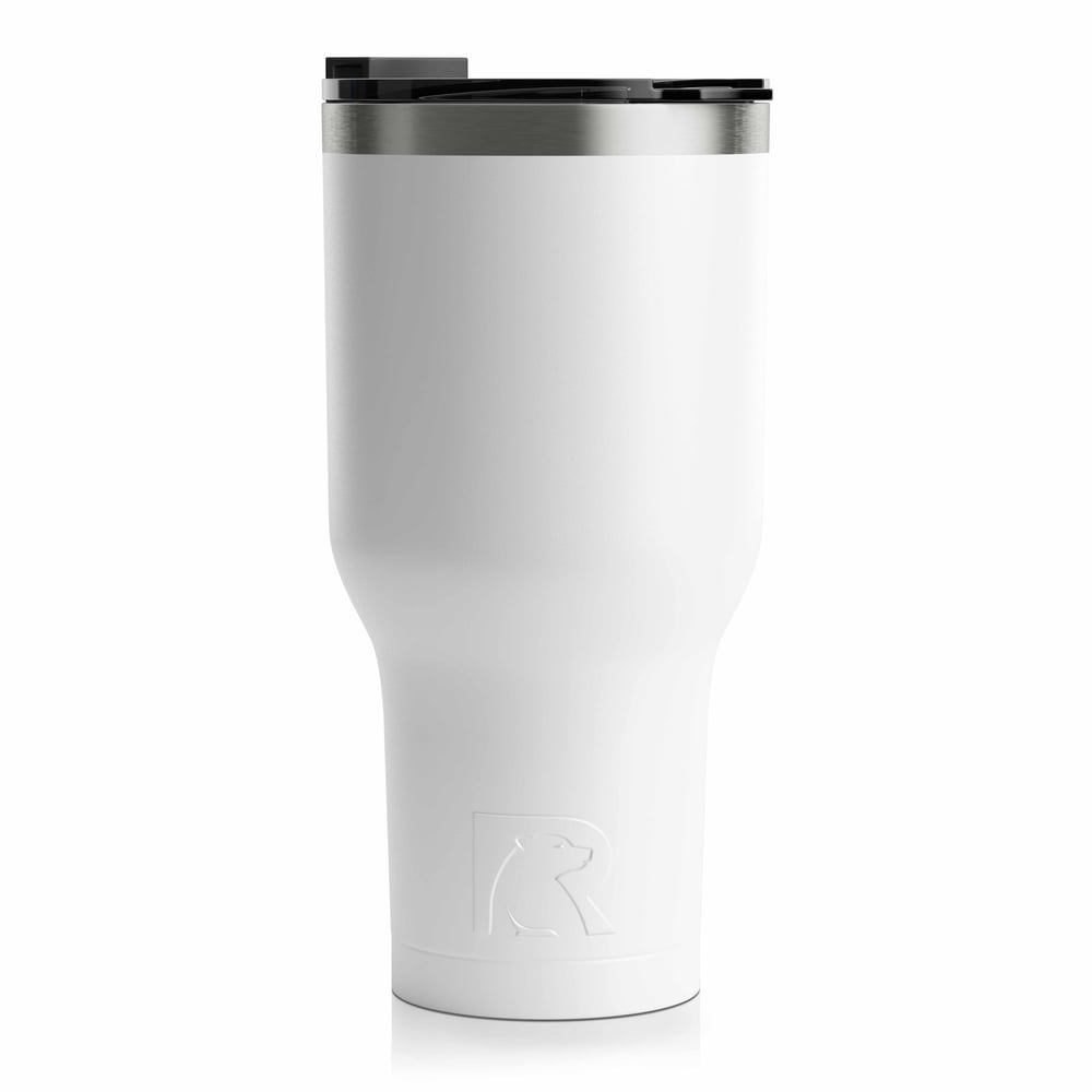 RTIC 40oz Tumbler, White, Matte, Stainless Steel & Vacuum Insulated, Flip-Top Lid