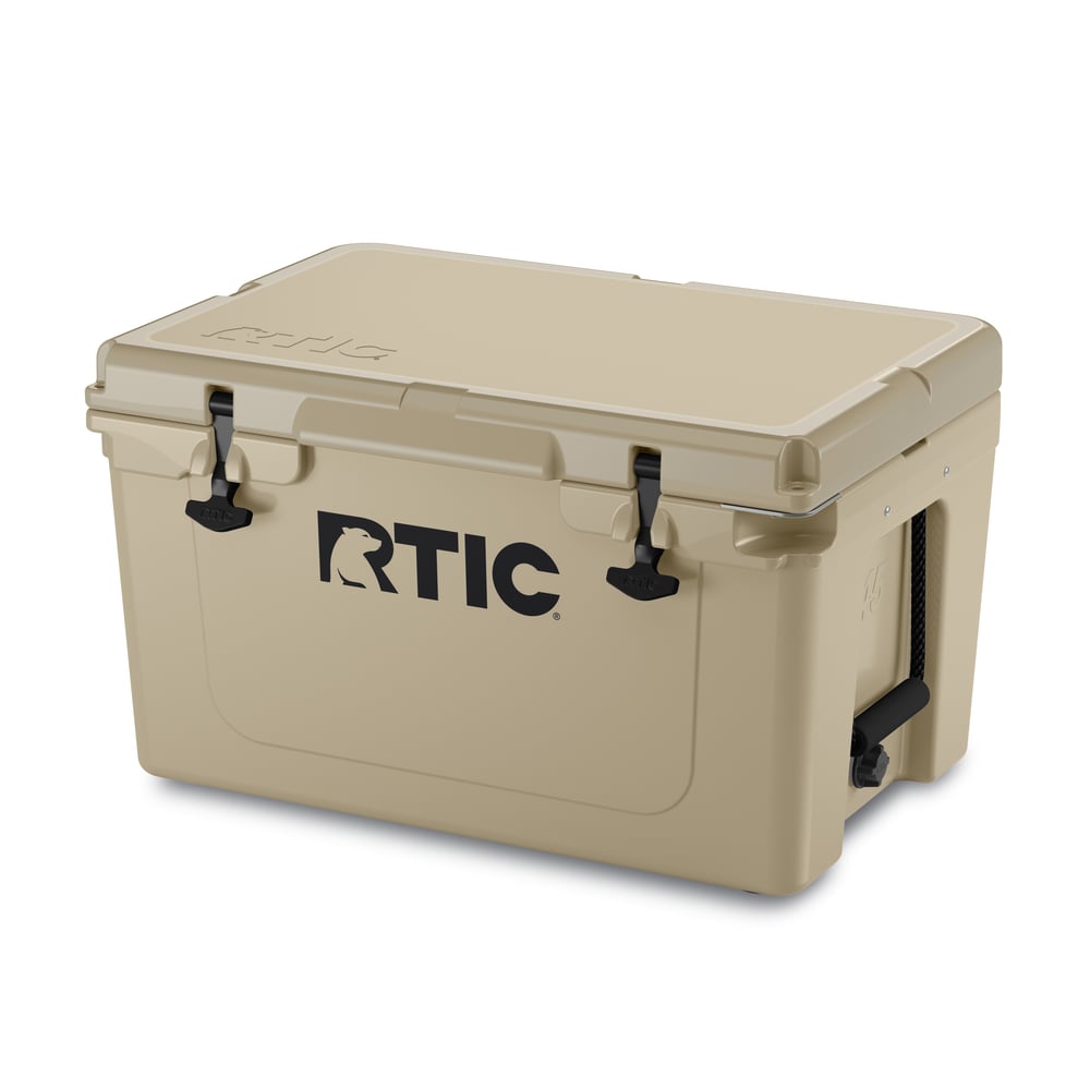 45 QT Ultra-Tough Cooler, Tan, Heavy Duty Rope Handles, T-Latch Closure