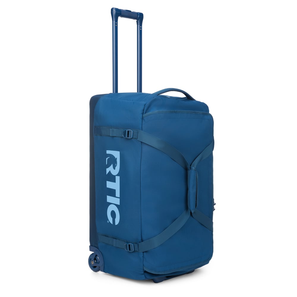 Large Road Trip Rolling Duffle Bag, Navy & Denim