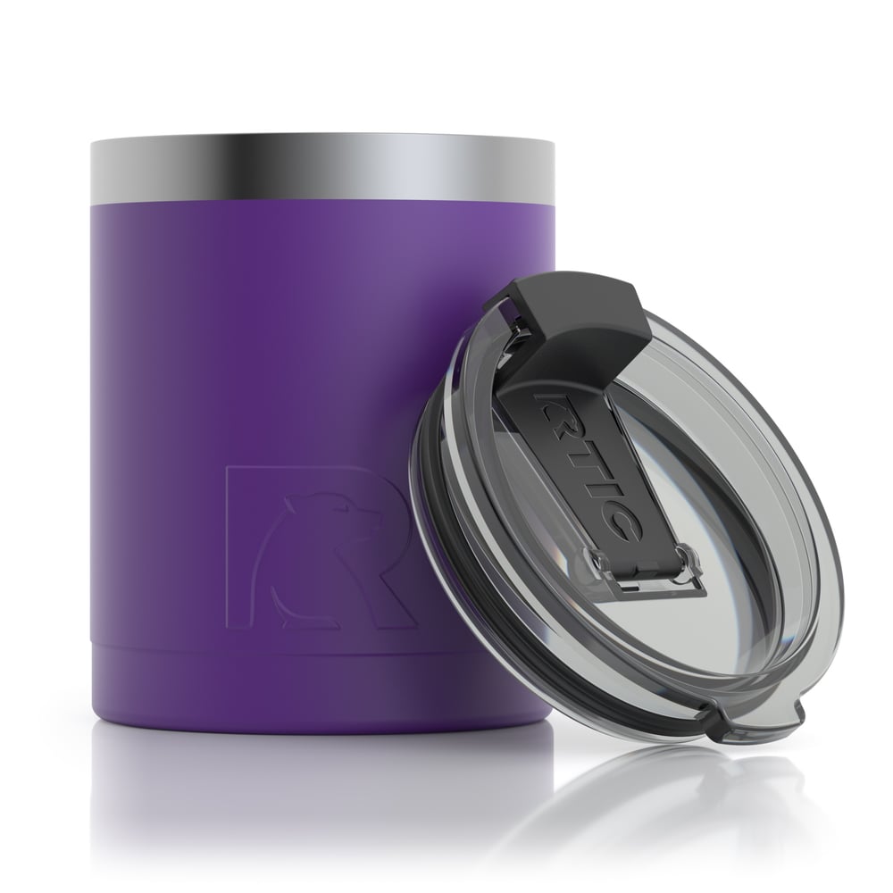 RTIC 12oz Lowball Tumbler, Majestic Purple, Matte, Stainless Steel & Vacuum Insulated, Flip-Top Lid