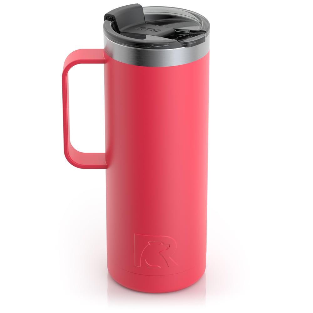 RTIC 20oz Travel Mug, Cardinal, Matte, Stainless Steel & Vacuum Insulated, Flip-Top Lid