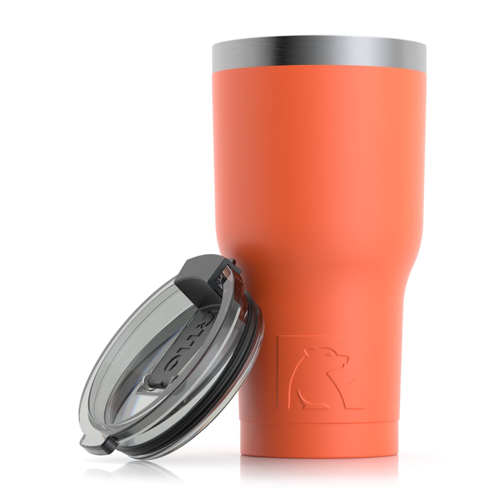 RTIC 20oz Tumbler, Orange, Matte, Stainless Steel & Vacuum Insulated, Flip-Top Lid