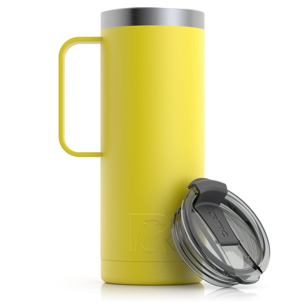 RTIC 20oz Travel Mug, Sunflower, Matte, Stainless Steel & Vacuum Insulated, Flip-Top Lid