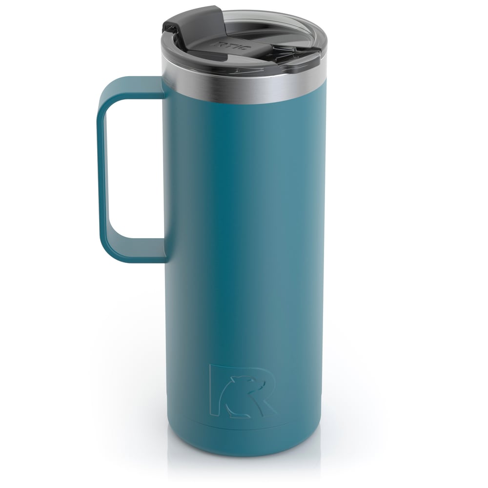 RTIC 20oz Travel Mug, Deep Harbor, Matte, Stainless Steel & Vacuum Insulated, Flip-Top Lid