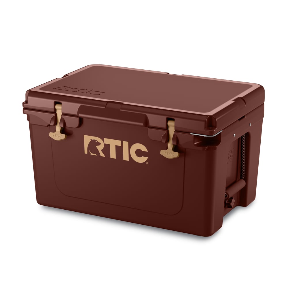 45 QT Ultra-Tough Cooler, Chocolate Brown, Heavy Duty Rope Handles, T-Latch Closure