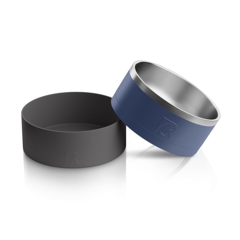 Small 3-In-1 Dog Bowl, Navy & Graphite Image