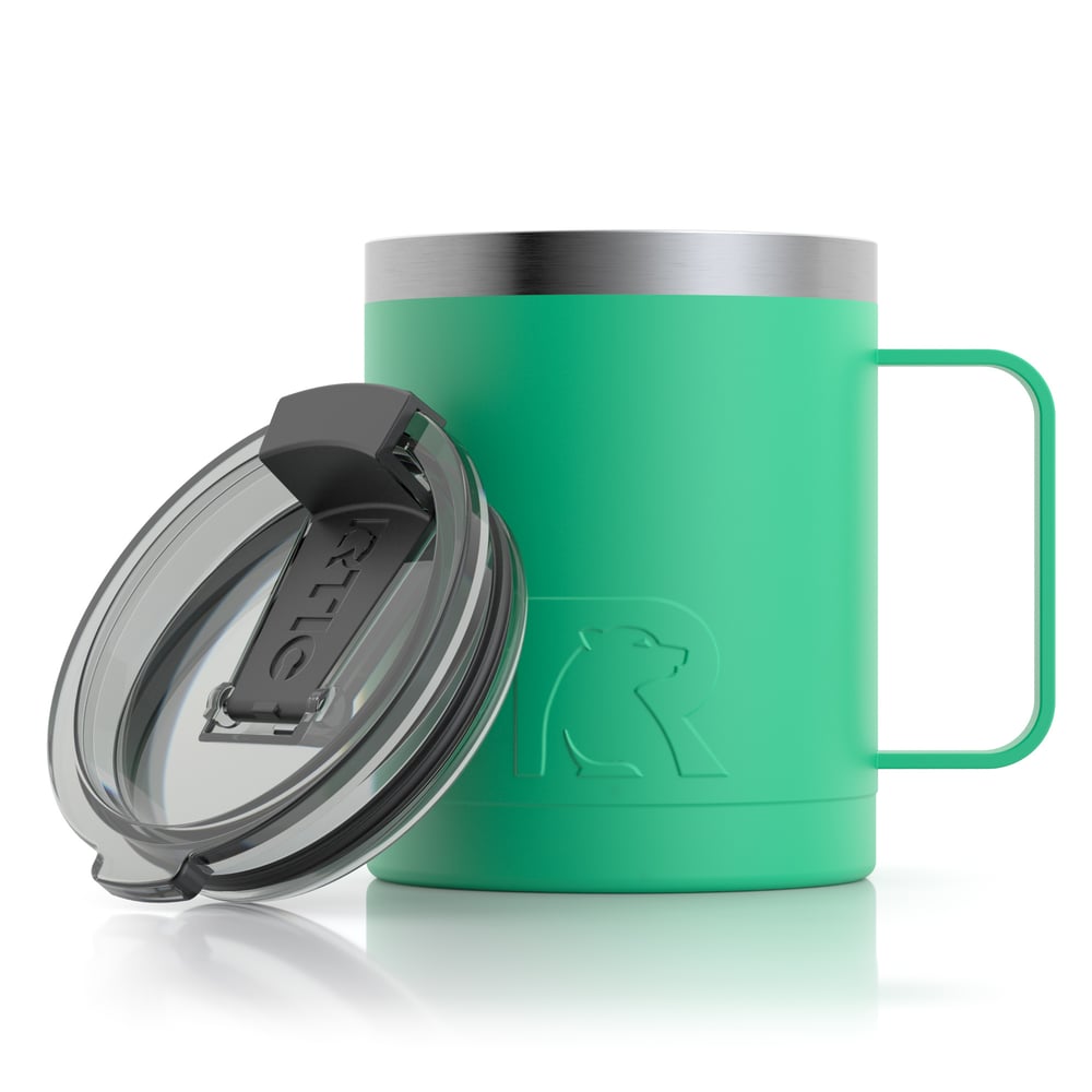 RTIC 12oz Coffee Mug, Mint, Matte, Stainless Steel & Vacuum Insulated, Flip-Top Lid