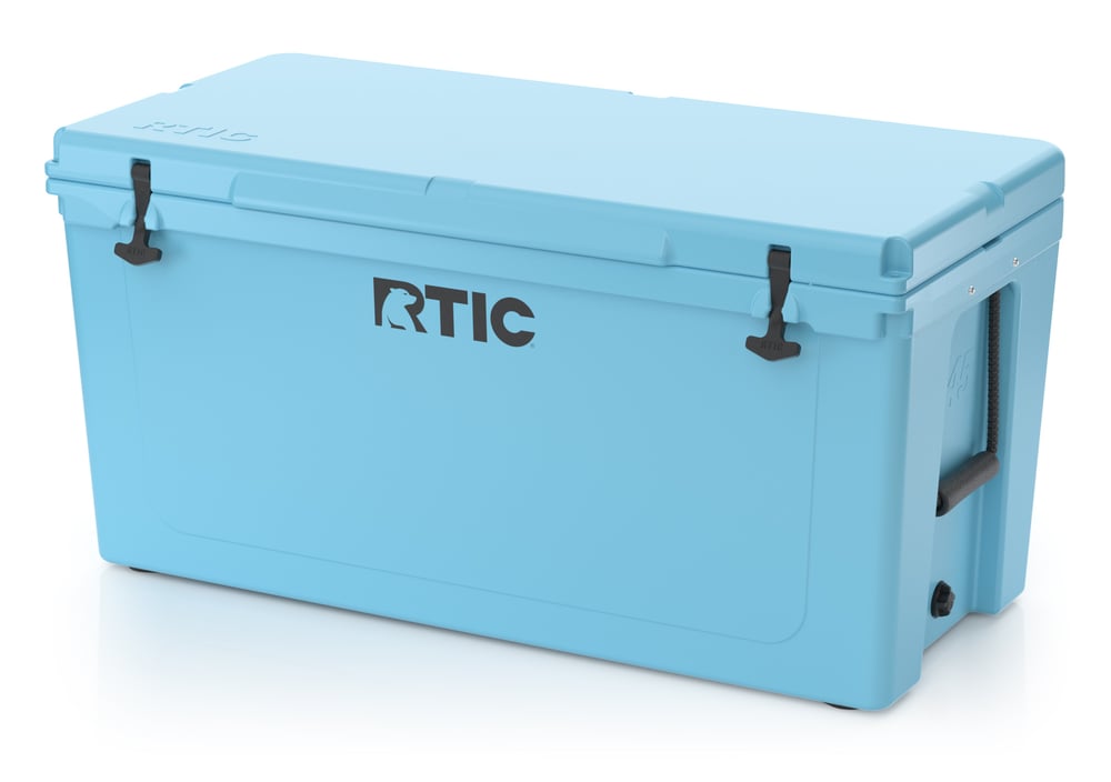 145 QT Ultra-Tough Cooler, Blue, Heavy Duty Rope Handles, T-Latch Closure