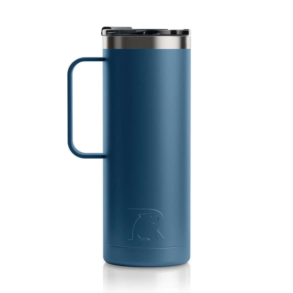 RTIC 20oz Travel Mug, Storm, Matte, Stainless Steel & Vacuum Insulated, Flip-Top Lid