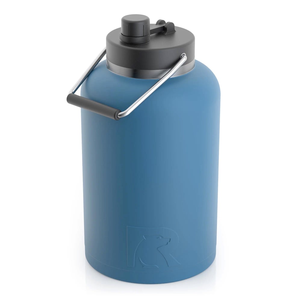RTIC One Gallon Jug, Slate Blue, Matte, Stainless Steel & Vacuum Insulated, Flip-Top Lid