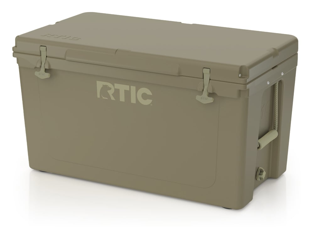 110 QT Ultra-Tough Cooler, Olive, Heavy Duty Rope Handles, T-Latch Closure