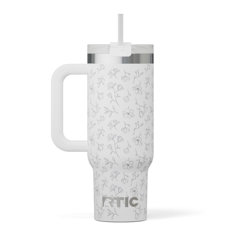 30oz Road Trip Tumbler, White Magnolias