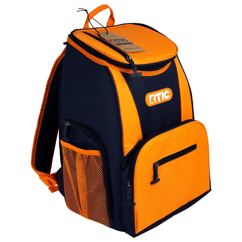 15 Can Lightweight Backpack Cooler, Royal & Orange, Adjustable Straps, Padded
