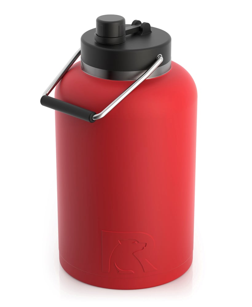 RTIC One Gallon Jug, Flag Red, Matte, Stainless Steel & Vacuum Insulated, Flip-Top Lid