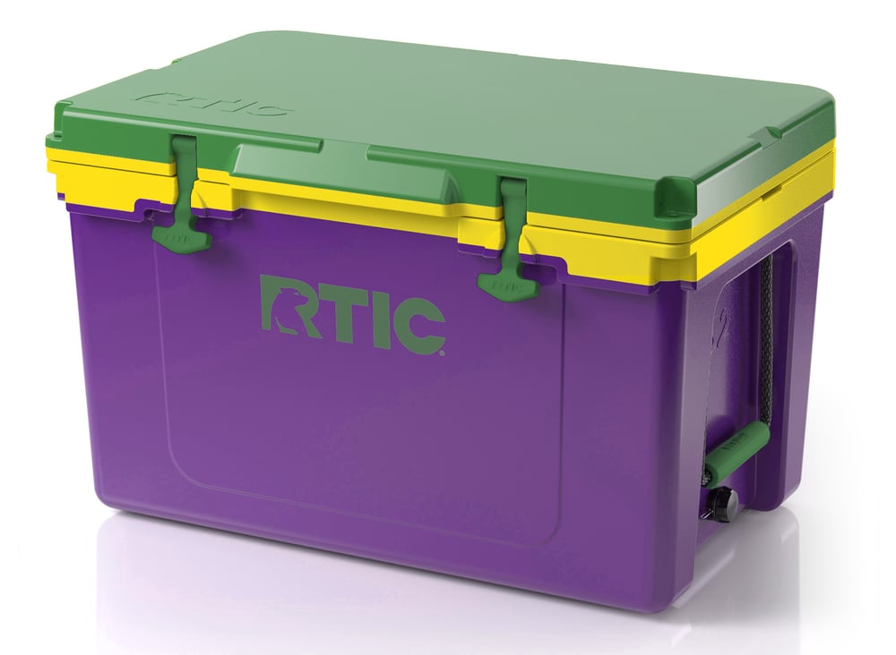 RTIC 52 Quart Ultra-Light Hard Cooler, Mardi Gras, Lightweight, Heavy Duty Rope Handles, T-Latch Closure