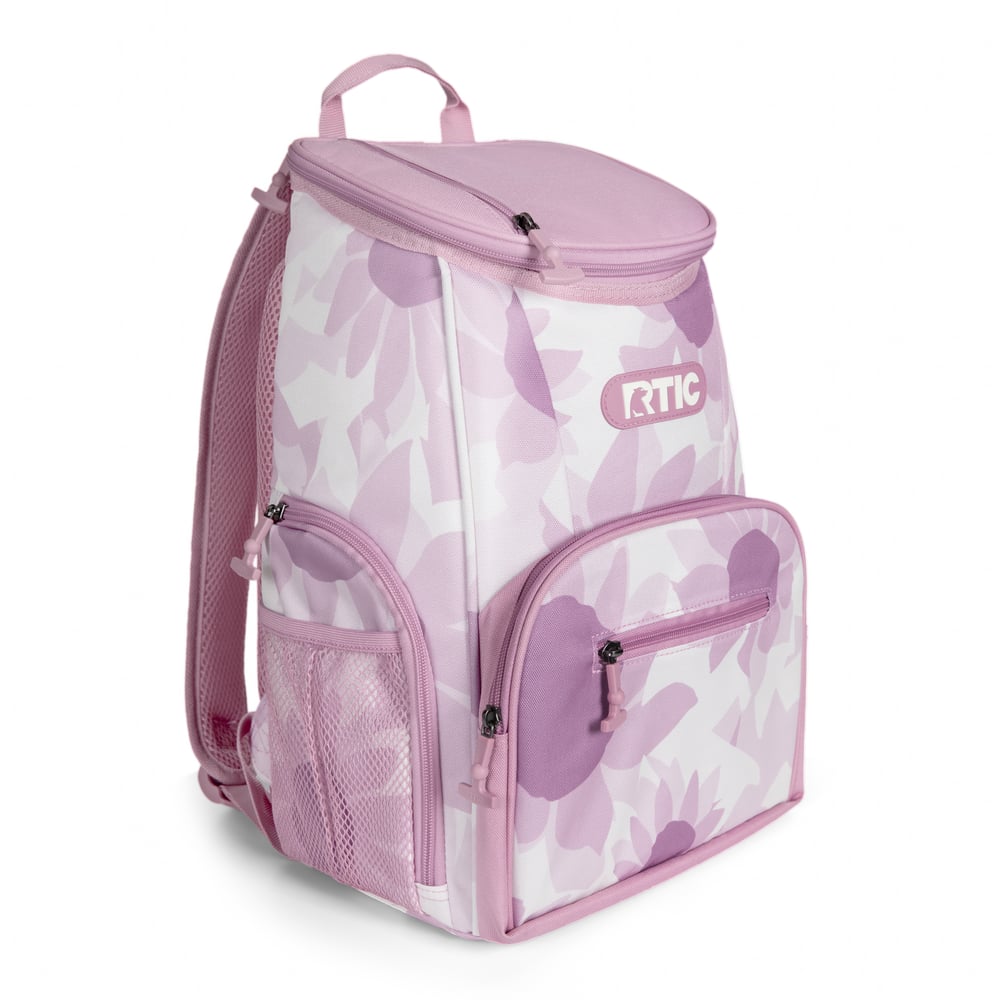 15 Can Lightweight Backpack Cooler, Pink Water Lilies, Adjustable Straps, Padded