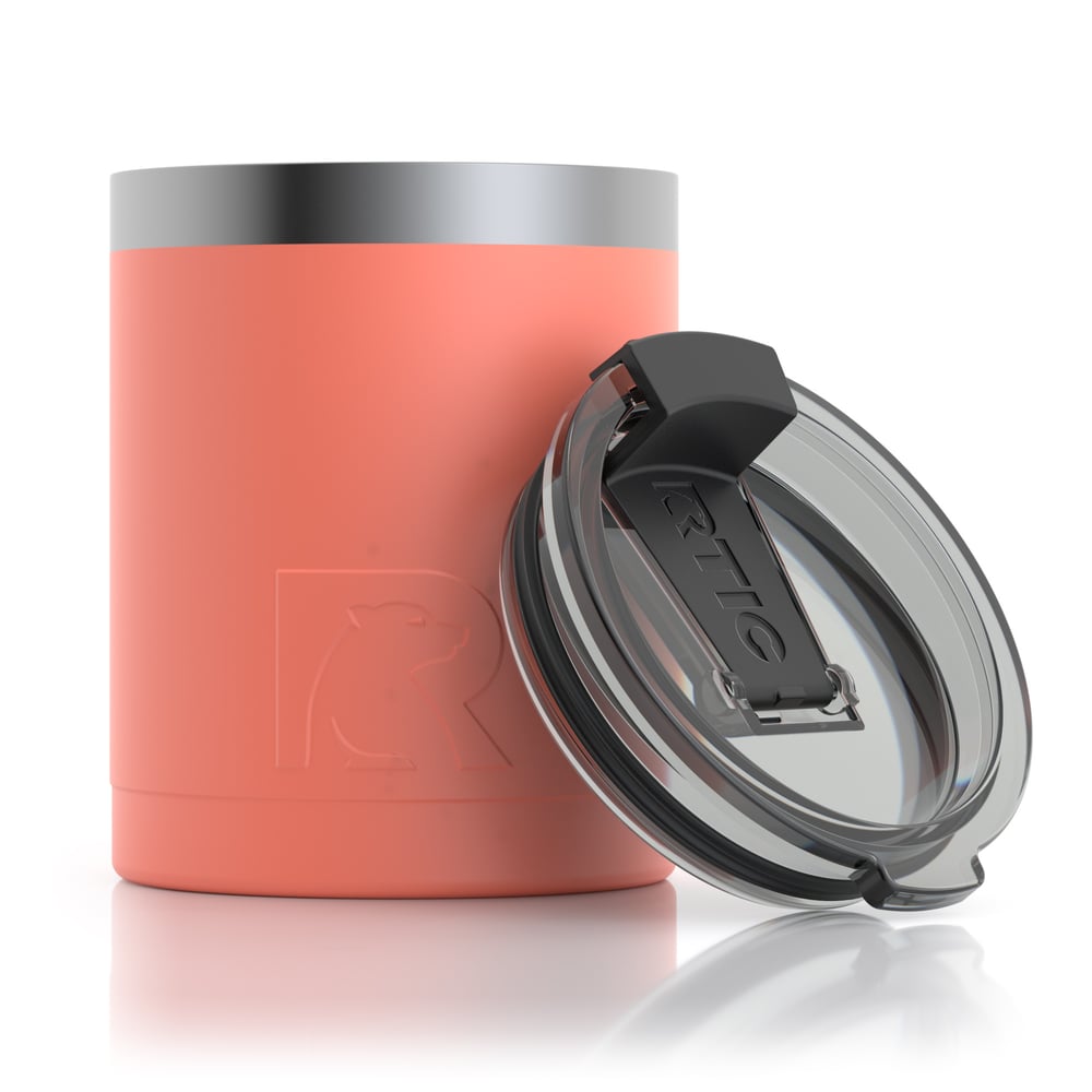 RTIC 12oz Lowball Tumbler, Coral, Matte, Stainless Steel & Vacuum Insulated, Flip-Top Lid