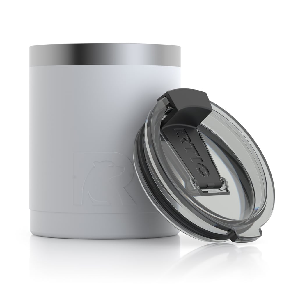 RTIC 12oz Lowball Tumbler, White, Matte, Stainless Steel & Vacuum Insulated, Flip-Top Lid