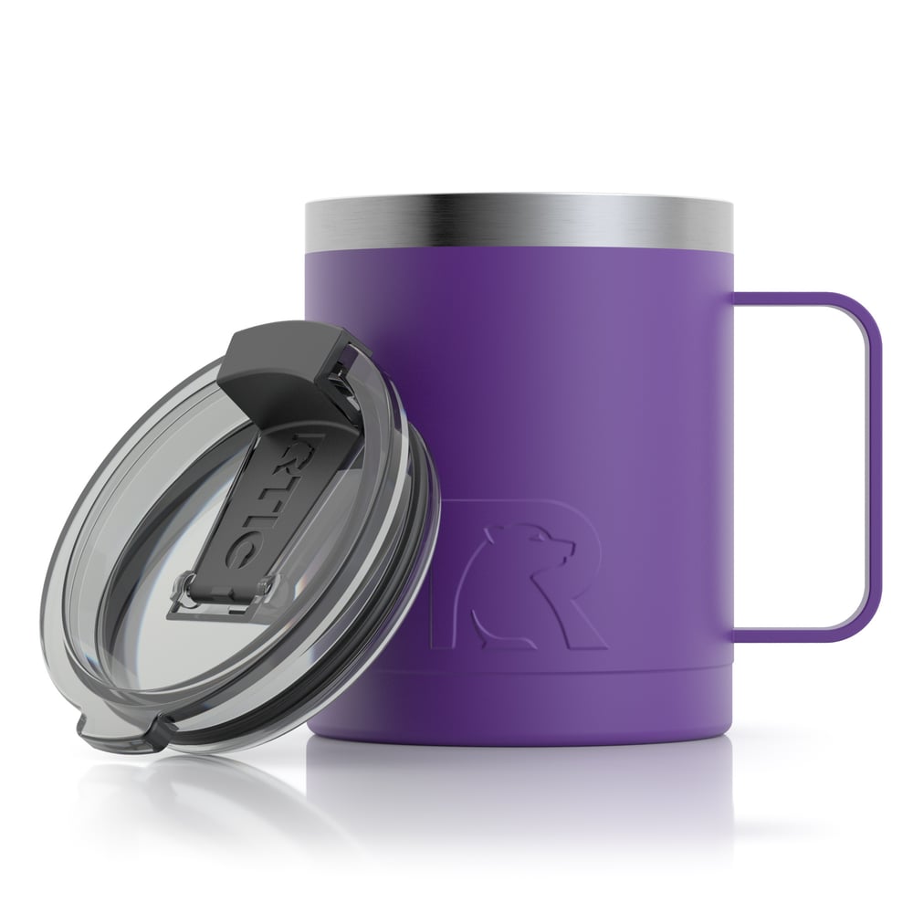 RTIC 12oz Coffee Mug, Majestic Purple, Matte, Stainless Steel & Vacuum Insulated, Flip-Top Lid