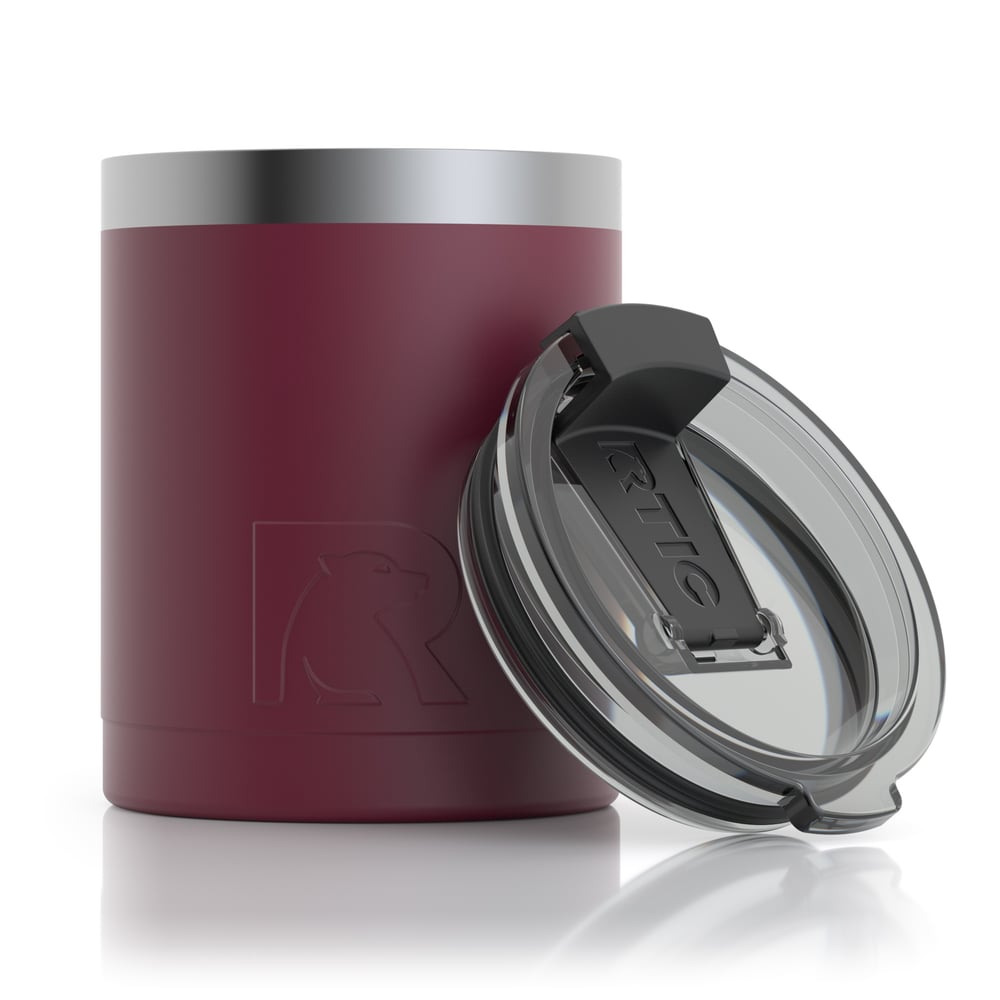 RTIC 12oz Lowball Tumbler, Maroon, Matte, Stainless Steel & Vacuum Insulated, Flip-Top Lid