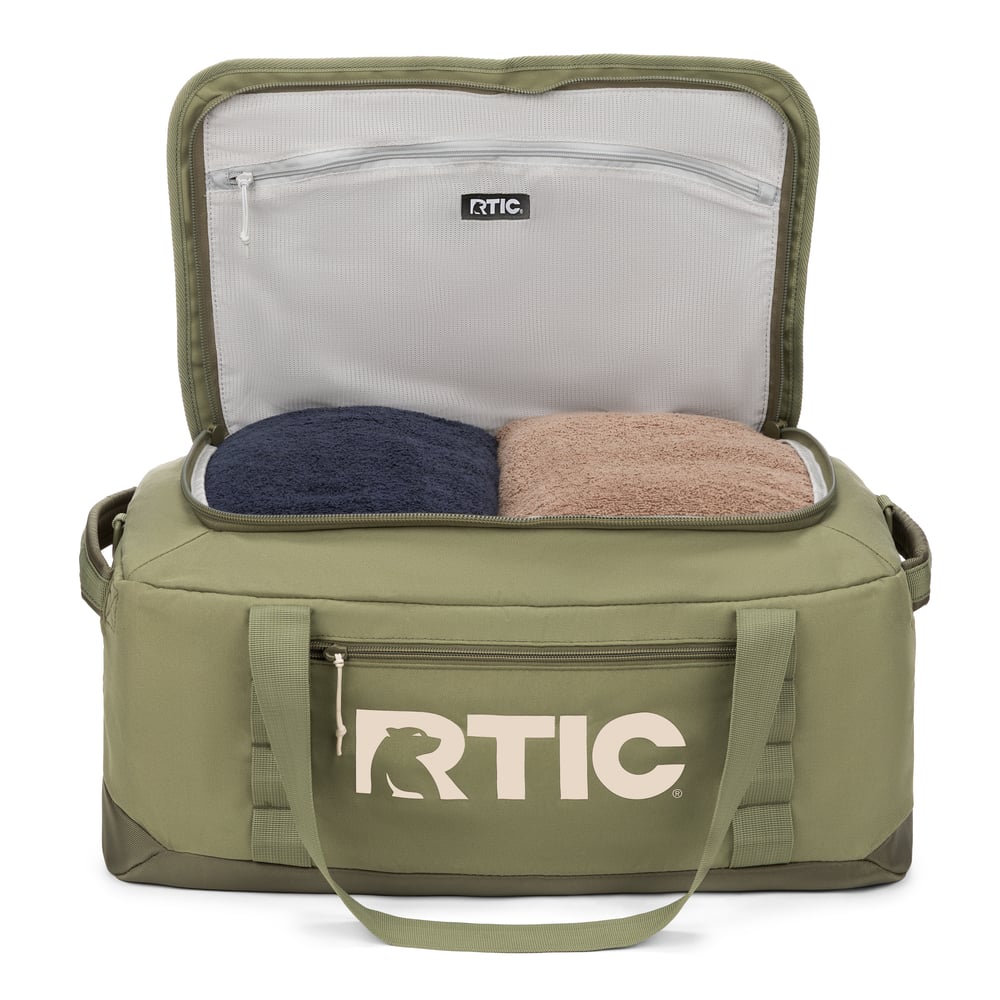 Medium Road Trip Duffle Bag, Olive & Beach Image