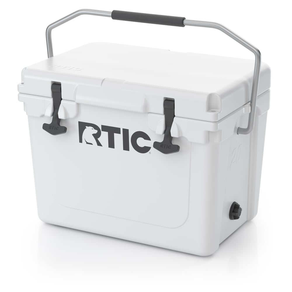 20 QT Ultra-Tough Cooler, White, Heavy Duty Stainless Steel Handle, T-Latch Closure