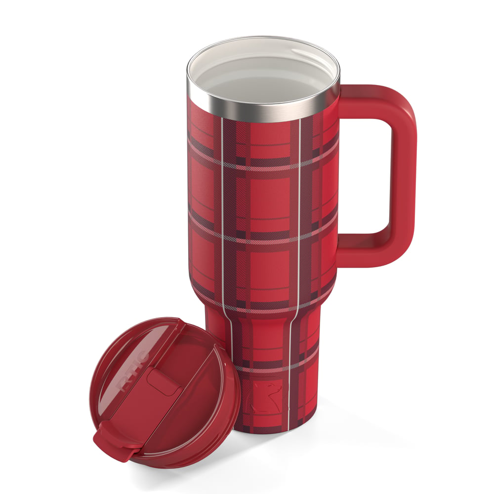 40oz Road Trip Tumbler, Red Plaid Image