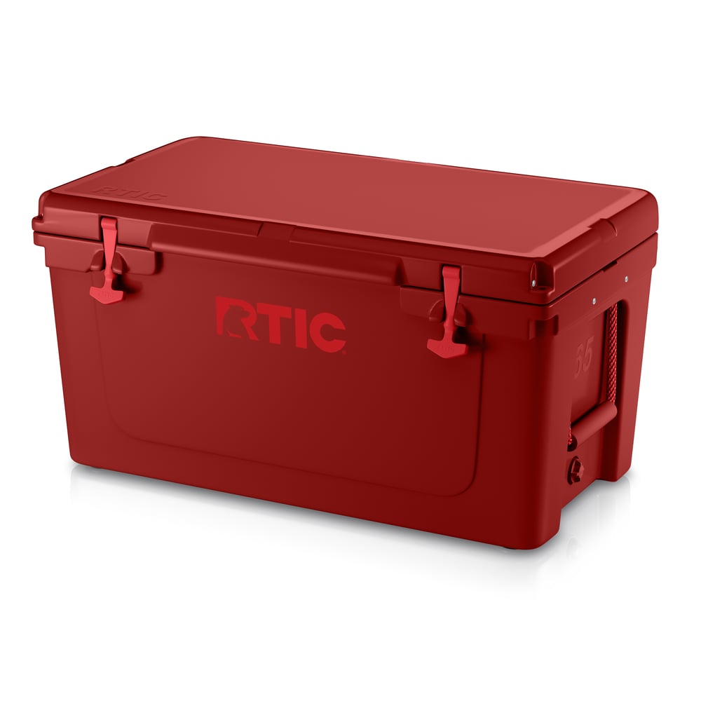 65 QT Ultra-Tough Cooler, Black Cherry, Heavy Duty Rope Handles, T-Latch Closure