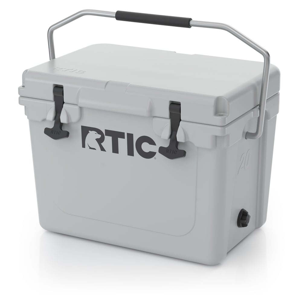 20 QT Ultra-Tough Cooler, Grey, Heavy Duty Stainless Steel Handle, T-Latch Closure