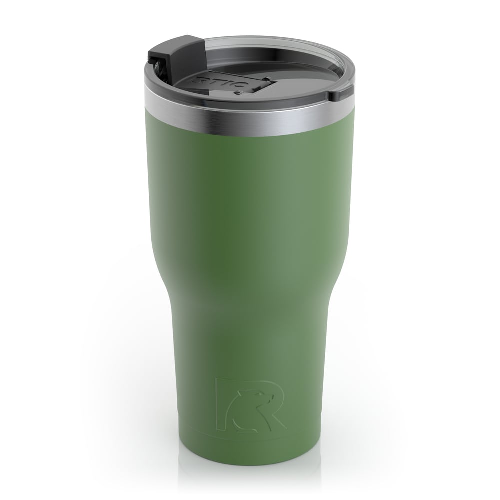 RTIC 30oz Tumbler, Palm, Matte, Stainless Steel & Vacuum Insulated, Flip-Top Lid