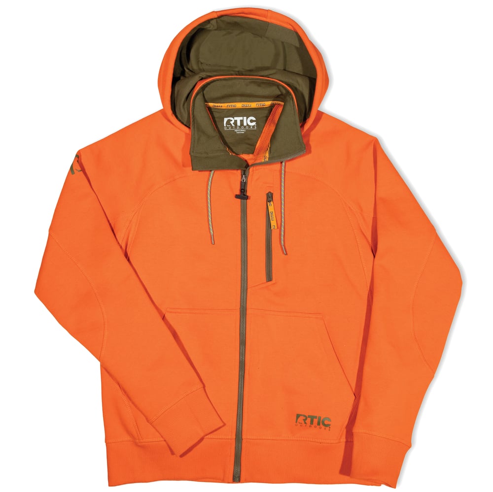 Men's Water-Repellent Full-Zip Hoodie, Orange, XXL Image