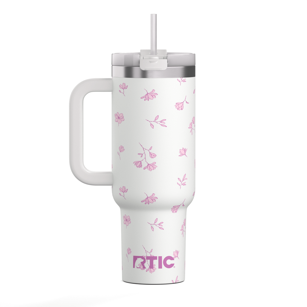 40oz Road Trip Tumbler, Pink Magnolias