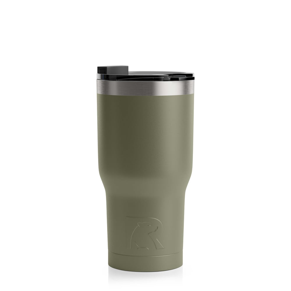 RTIC 20oz Tumbler, Olive, Matte, Stainless Steel & Vacuum Insulated, Flip-Top Lid