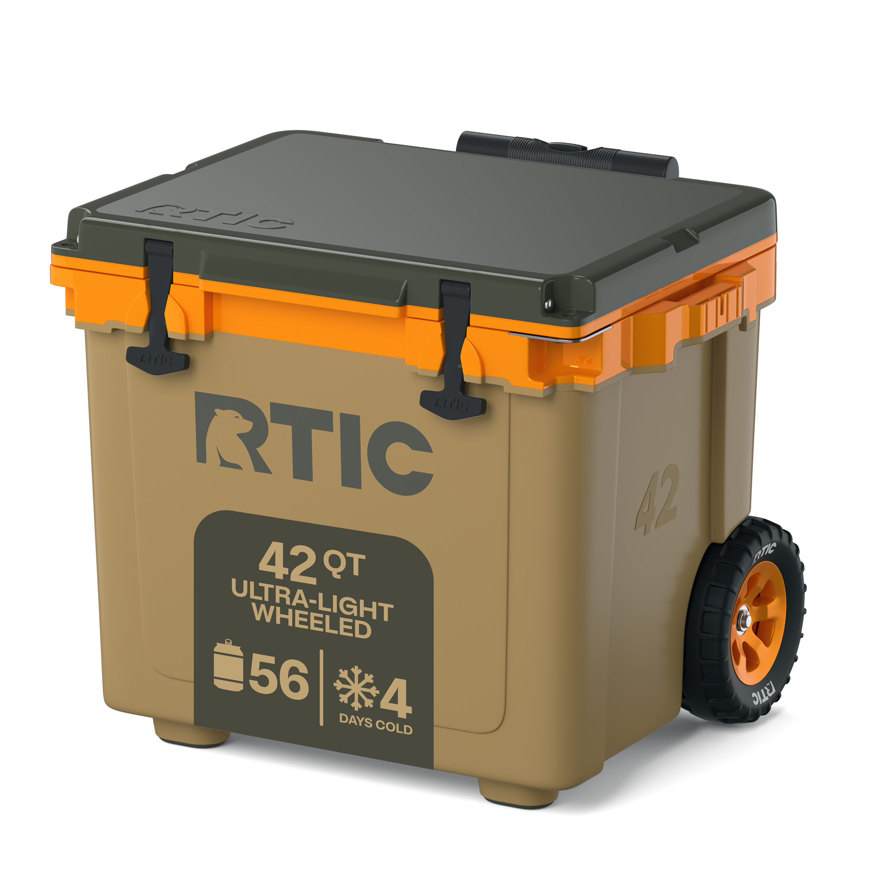 42 QT Ultra-Light Wheeled Cooler and FREE Cupholder | RTIC