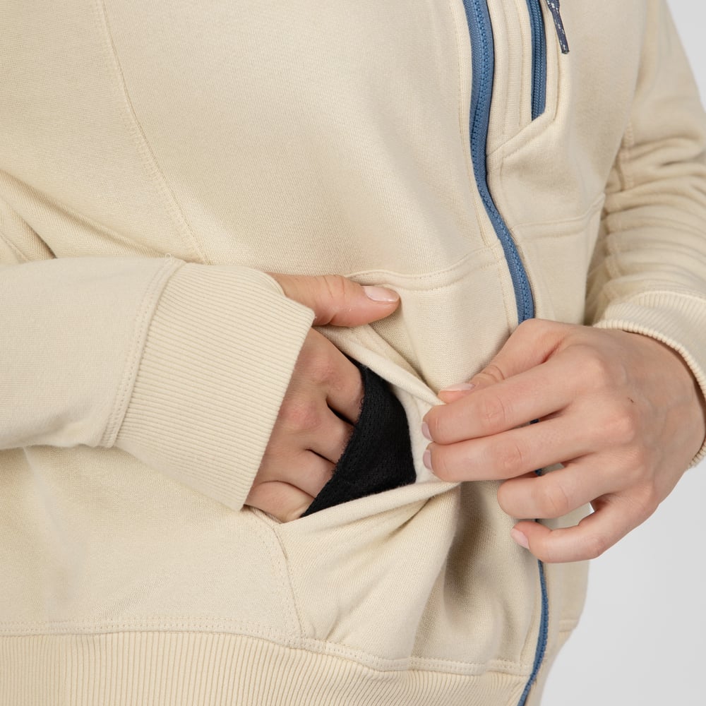 Women's Water-Repellent Full-Zip Hoodie, Bone, M Image