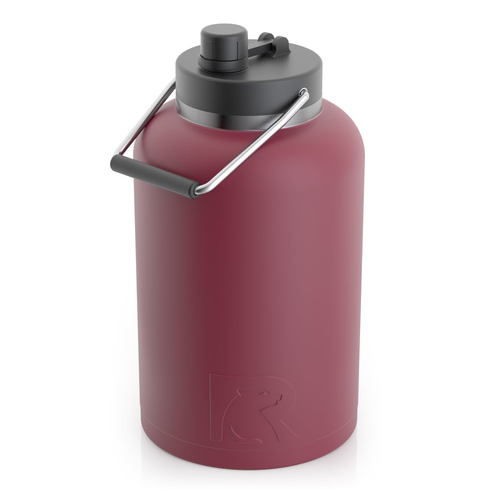 RTIC One Gallon Jug, Maroon, Matte, Stainless Steel & Vacuum Insulated, Flip-Top Lid