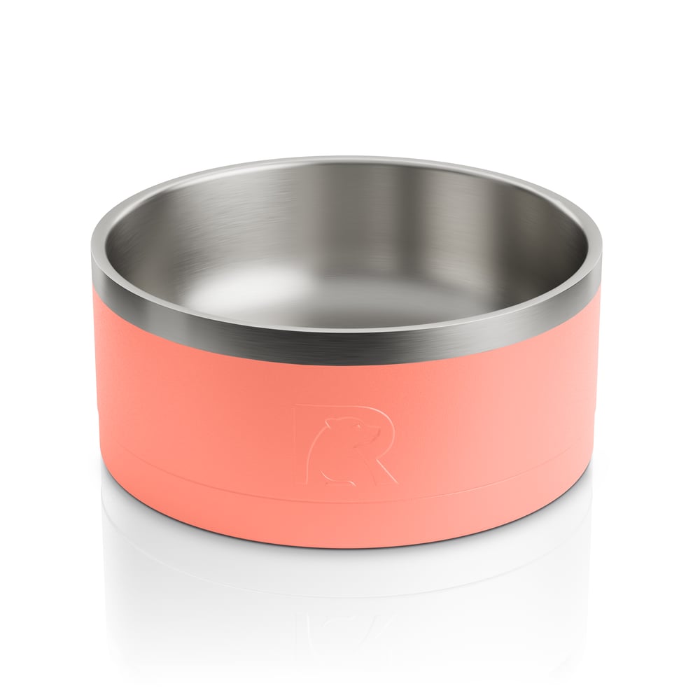 Small 3-In-1 Dog Bowl, Coral & Light Grey