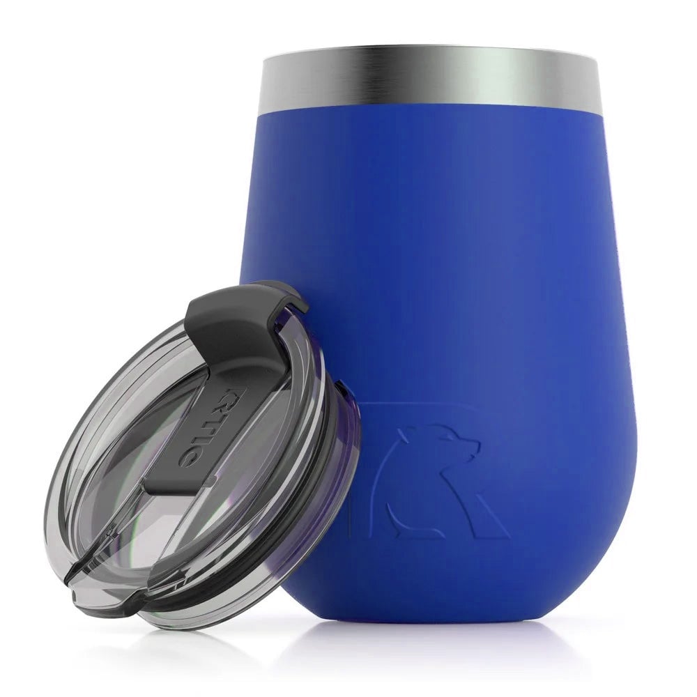 RTIC 12oz Cocktail Tumbler, Gulf Blue, Matte, Stainless Steel & Vacuum Insulated, Flip-Top Lid