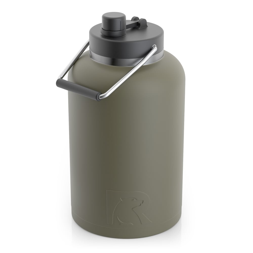 RTIC One Gallon Jug, Olive, Matte, Stainless Steel & Vacuum Insulated, Flip-Top Lid