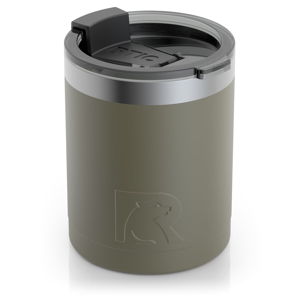 RTIC 12oz Lowball Tumbler, Olive, Matte, Stainless Steel & Vacuum Insulated, Flip-Top Lid