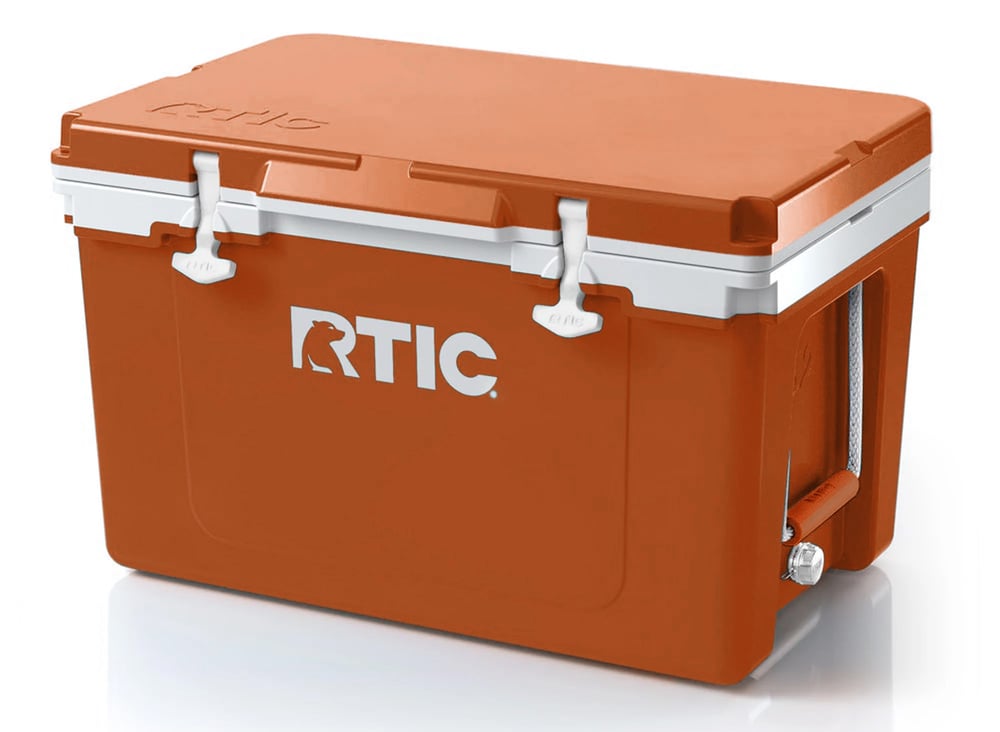 RTIC 52 Quart Ultra-Light Hard Cooler, Dark Orange/White, Lightweight, Heavy Duty Rope Handles, T-Latch Closure