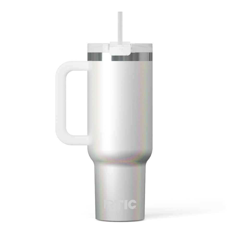 40oz Road Trip Tumbler, White Glitter