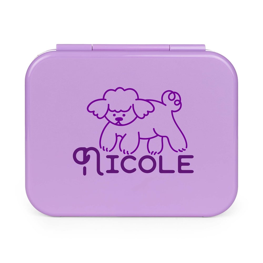 top view of day packer lunch container with custom artwork