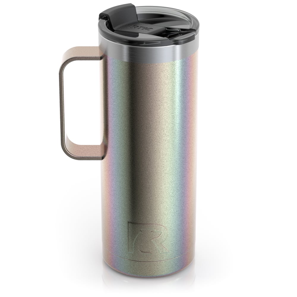 RTIC 20oz Travel Mug, Twilight, Glitter, Stainless Steel & Vacuum Insulated, Flip-Top Lid