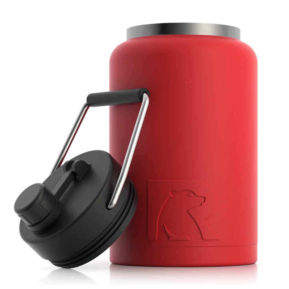 RTIC Half Gallon Jug, Flag Red, Matte, Stainless Steel & Vacuum Insulated, Flip-Top Lid