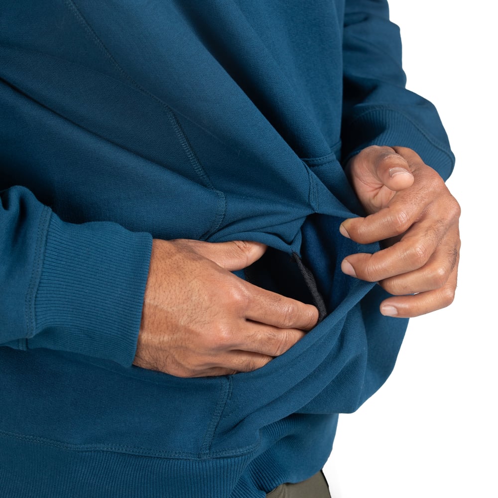 Water-Repellent Pullover Hoodie - Relaxed Fit, Dark Navy, L Image