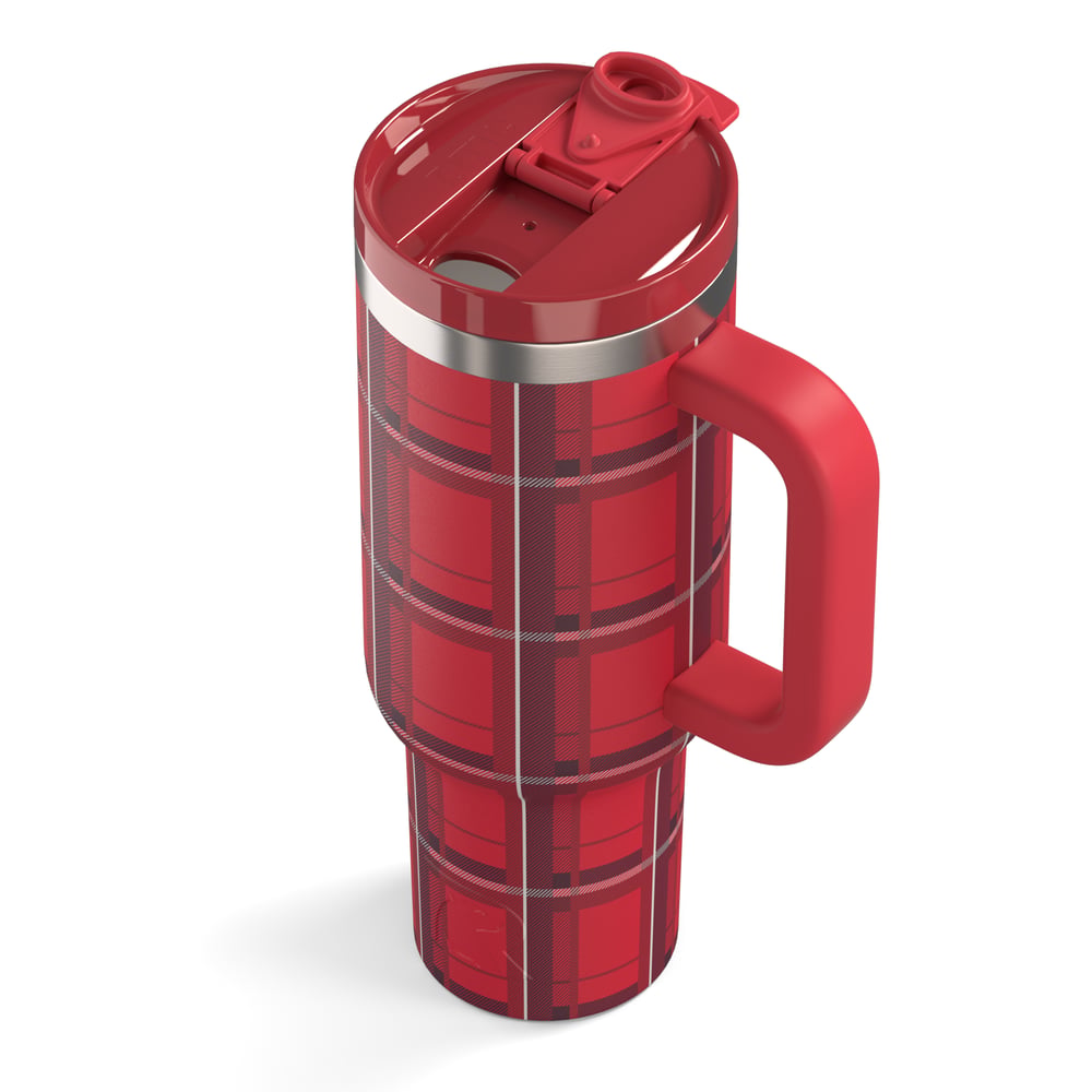 40oz Road Trip Tumbler, Red Plaid Image